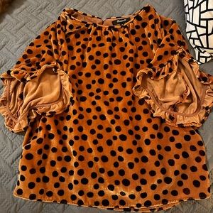 Madewell - printed velvet top with drill sleeves